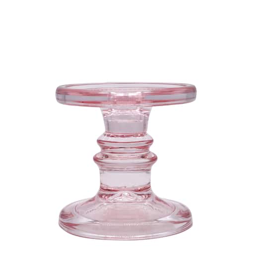 4&#x22; Small Pink Glass Pillar Candle Holder by Ashland&#xAE;